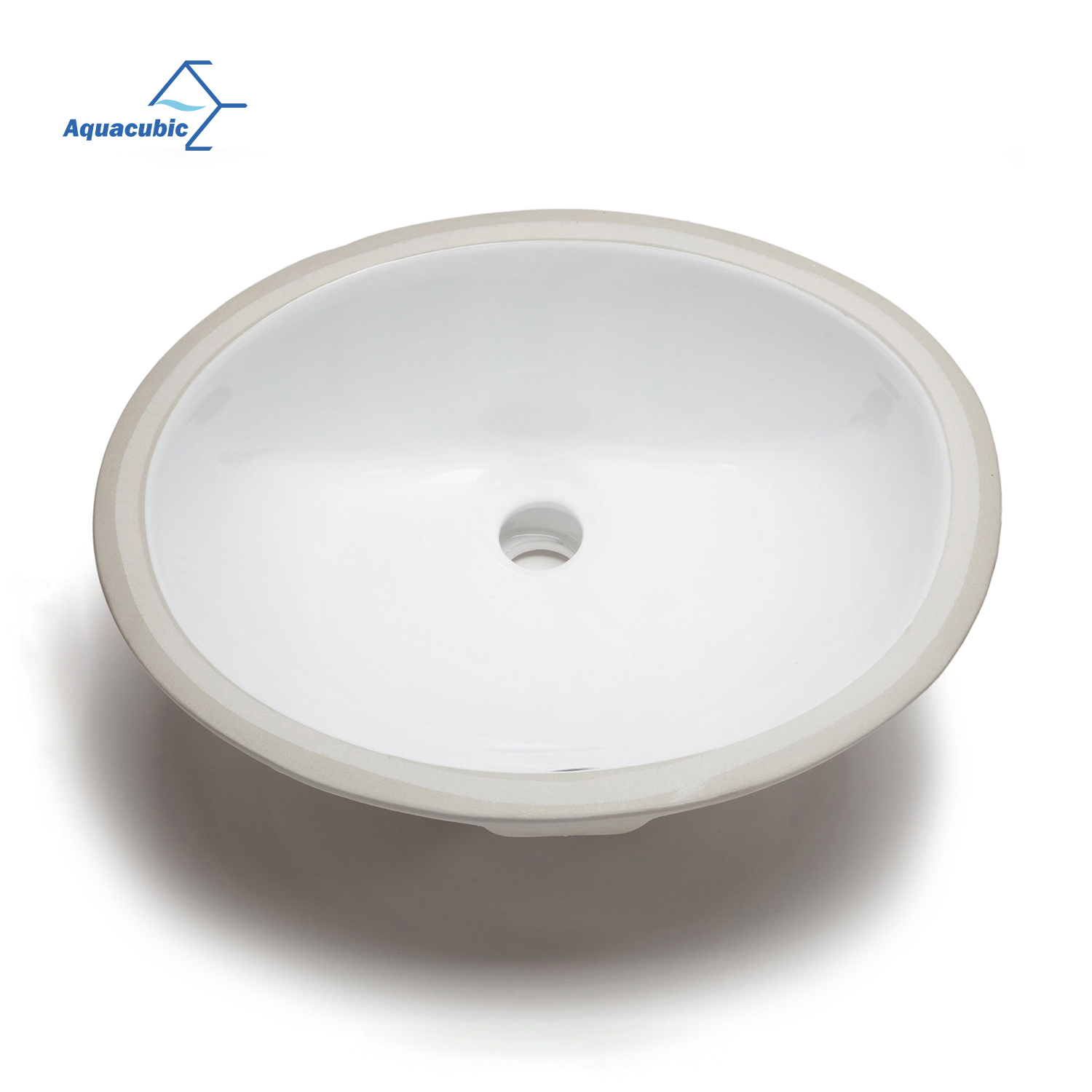 Aquacubic Glazed Porcelain Vanity Ceramic Vessel Oval Undermount Bathroom Sink