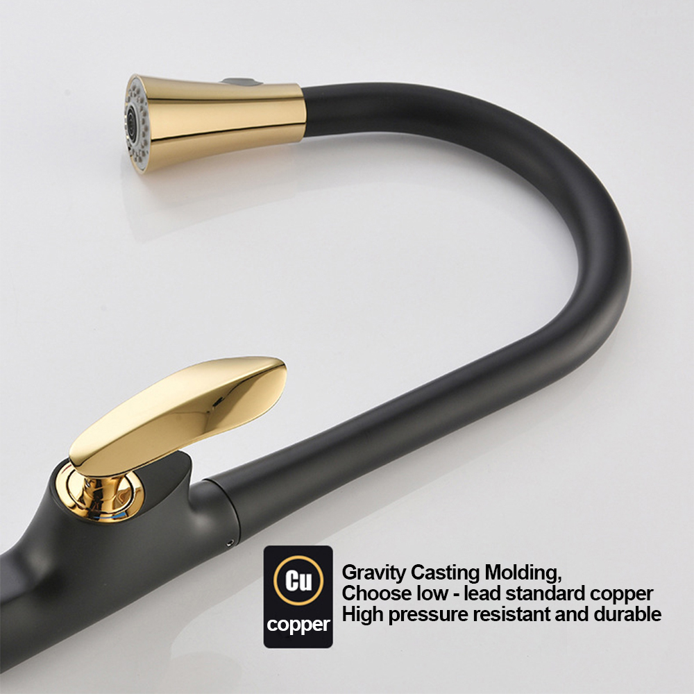 Aquacubic Graceful Style Black & Chrome Kitchen Faucets with Utility