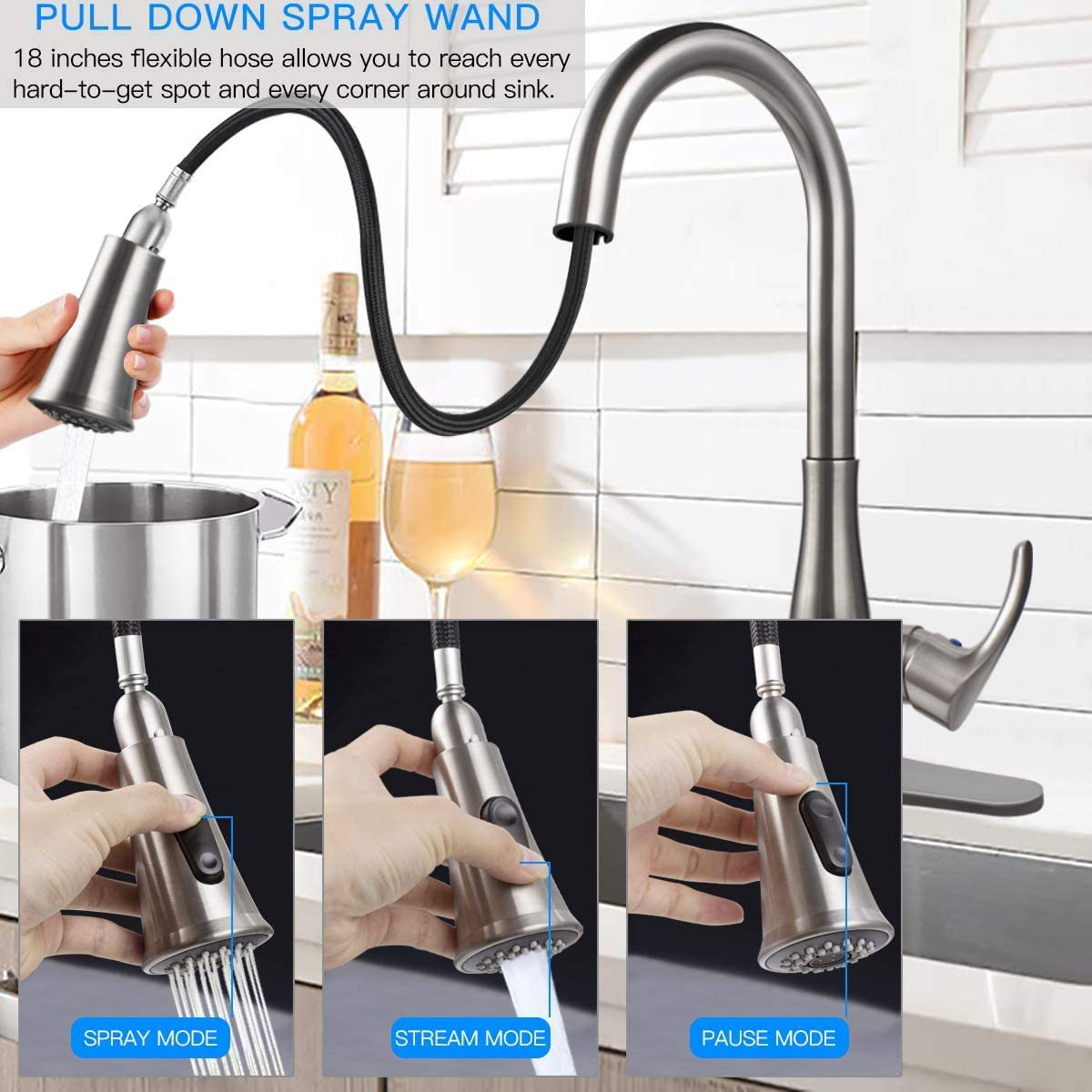 Aquacubic US Standard Sensor Infrared Smart Touchless Hand Free Two Motion Kitchen Sink Faucet