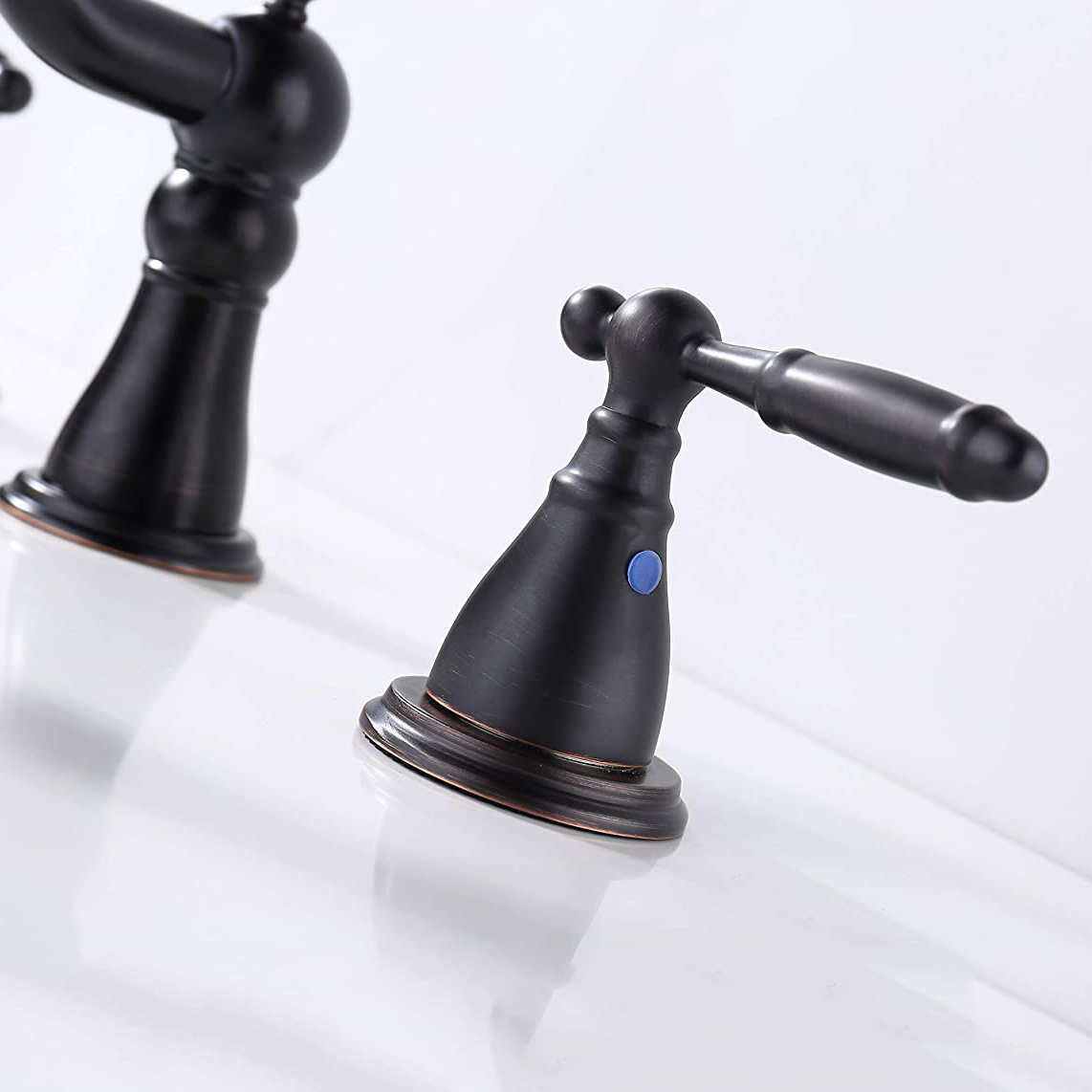 Aquacubic Modern Lavatory Sink Faucet 3 Holes 8 Inch Widespread Assembly ORB Bathroom Basin Faucet Taps