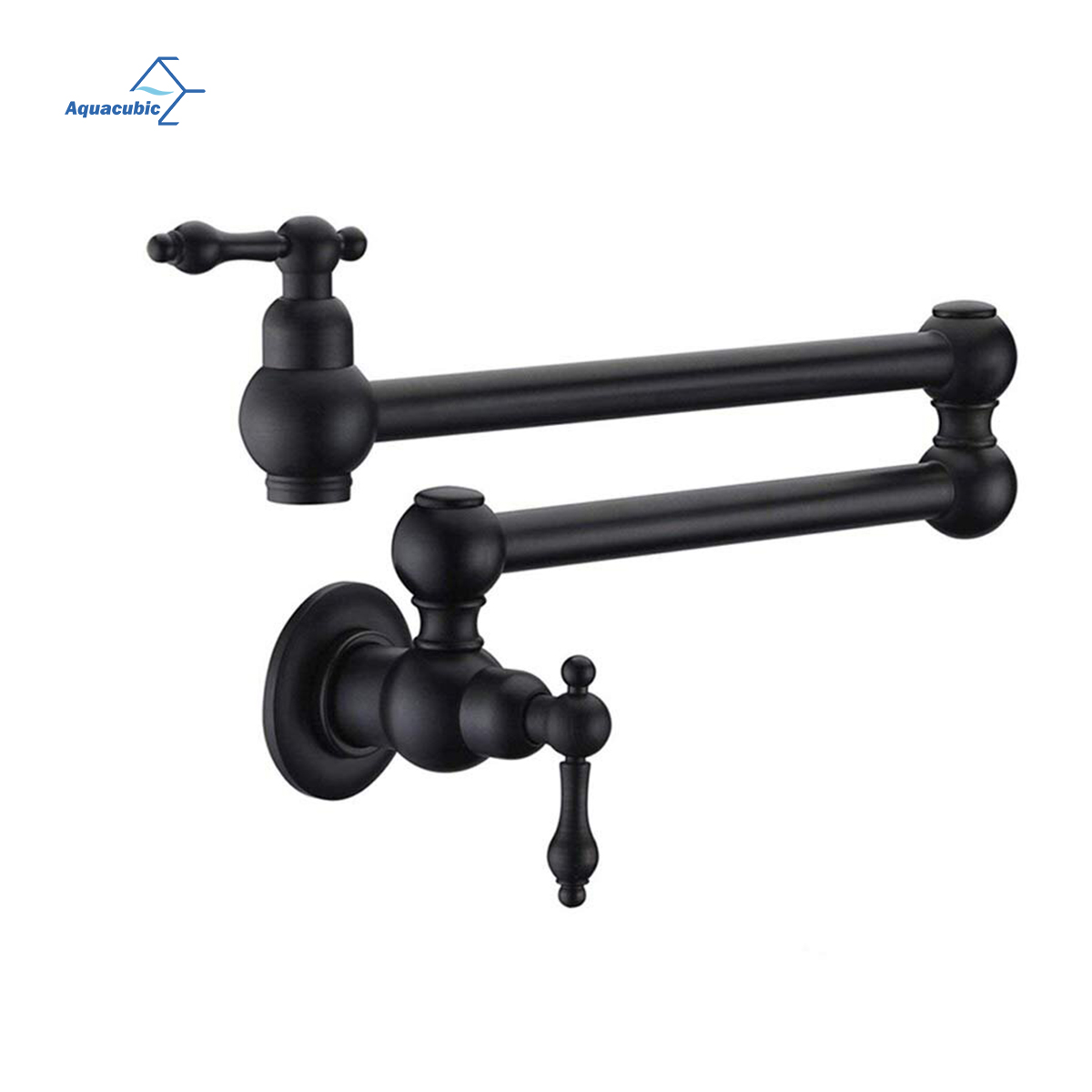 Aquacubic Black Pot Filler Faucet Wall Mount,Dual Swing Joints and 24" Extension