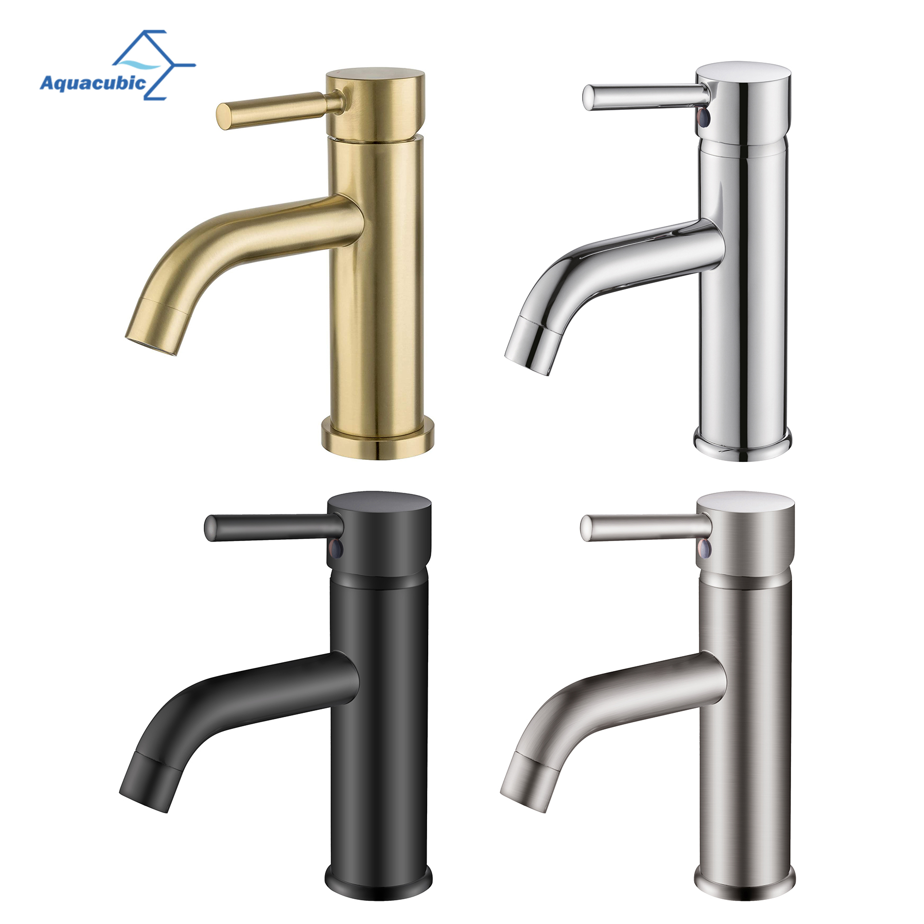 Aquacubic OEM Factory Brass Washroom Toilet Bathroom Basin Sink Matt Black Faucet