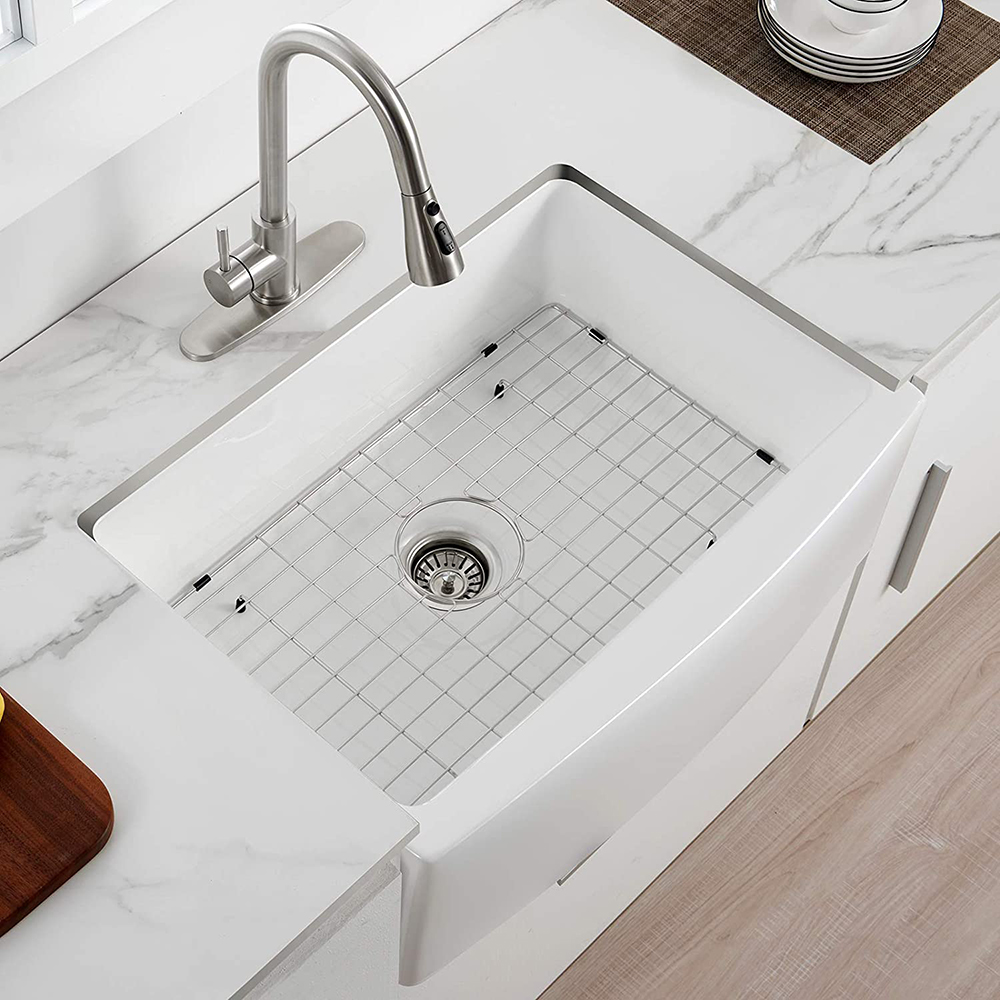 Aquacubic cUPC certified 33" x 21" White Ceramic Kitchen Single Bowl Apron Front Farmhouse Sink
