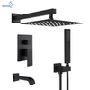 Shower System Rain Shower Head Shower Faucet Set with Tub Spout in Black Nickel Gold