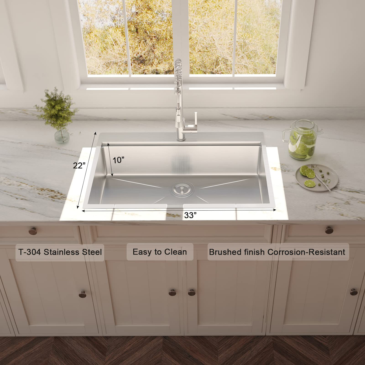 Stainless steel Single Bowl Drop-in Kitchen Sink