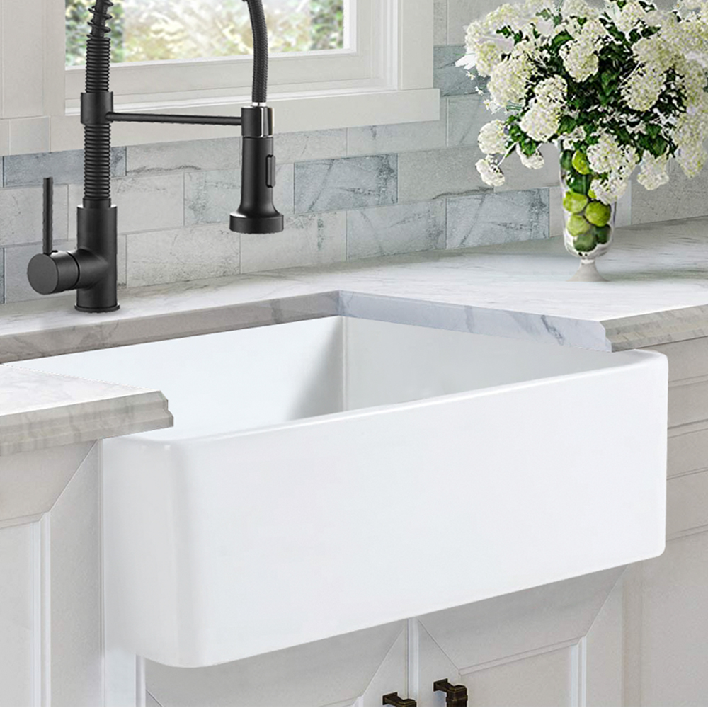 30 Inch Ceramic Porcelain Fireclay Single Bowl Farmhouse White Reversable Kitchen Sinks