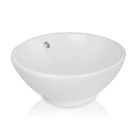 Round White Cabinet Countertop Ceramic Bathroom Wash Basin
