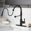 Single Handle Matte Black Pull Down Spring Kitchen Sink Faucet / Tap