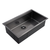 32" Stainless Steel Handmade Undermount Gunmetal Black Nano Kitchen Sink with Ledge
