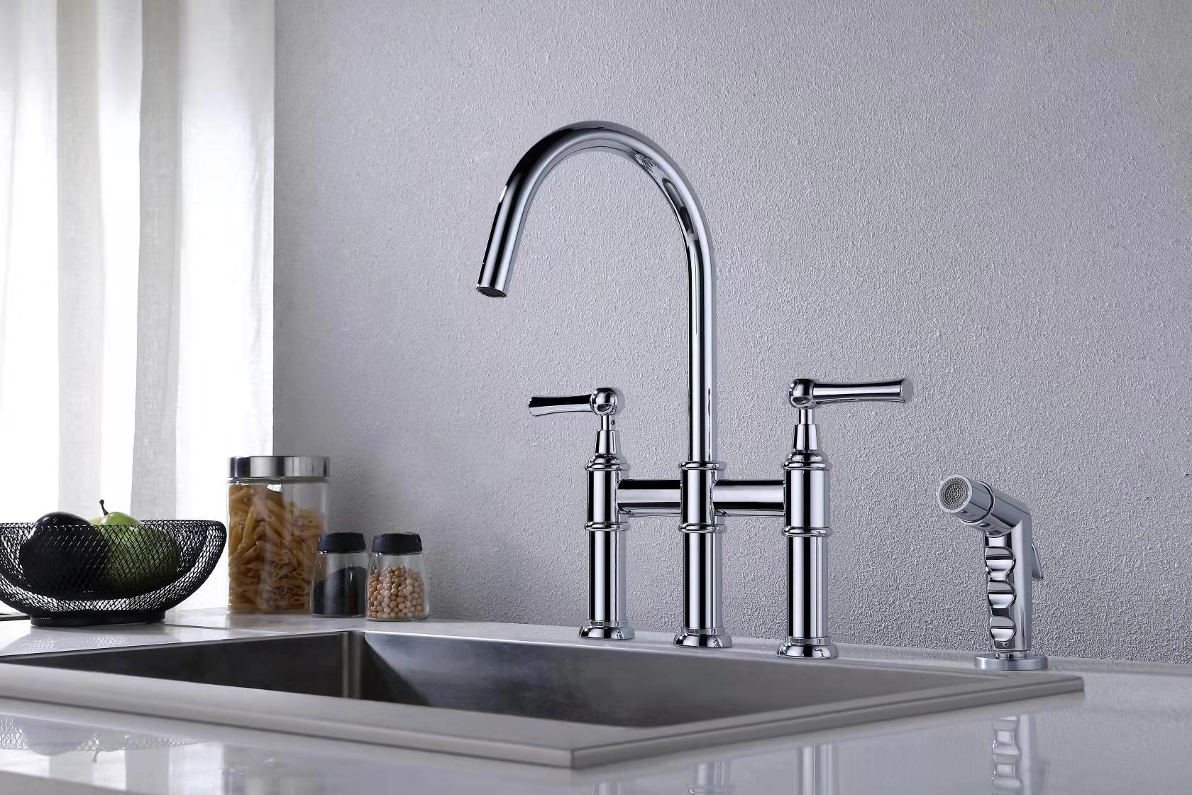 kitchen Stainless Steel Revolving Sink Faucet Bridge Faucet
