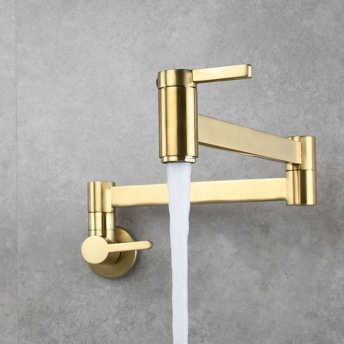 Modern Brushed Gold Pot Filler Faucet Wall Mount Solid Brass Square Folding Kitchen Sink Faucet Single Hole