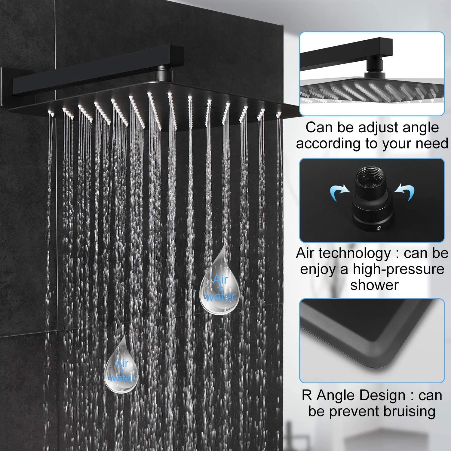 Pressure Balance Valve Brass Wall Mounted Concealed Bathroom Faucet Shower Set