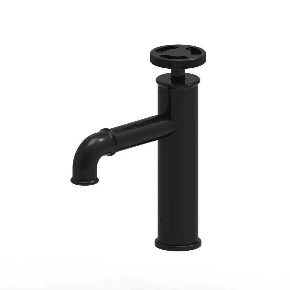 Industrial Matte Black Bathroom Basin Faucet with Rotating Handle