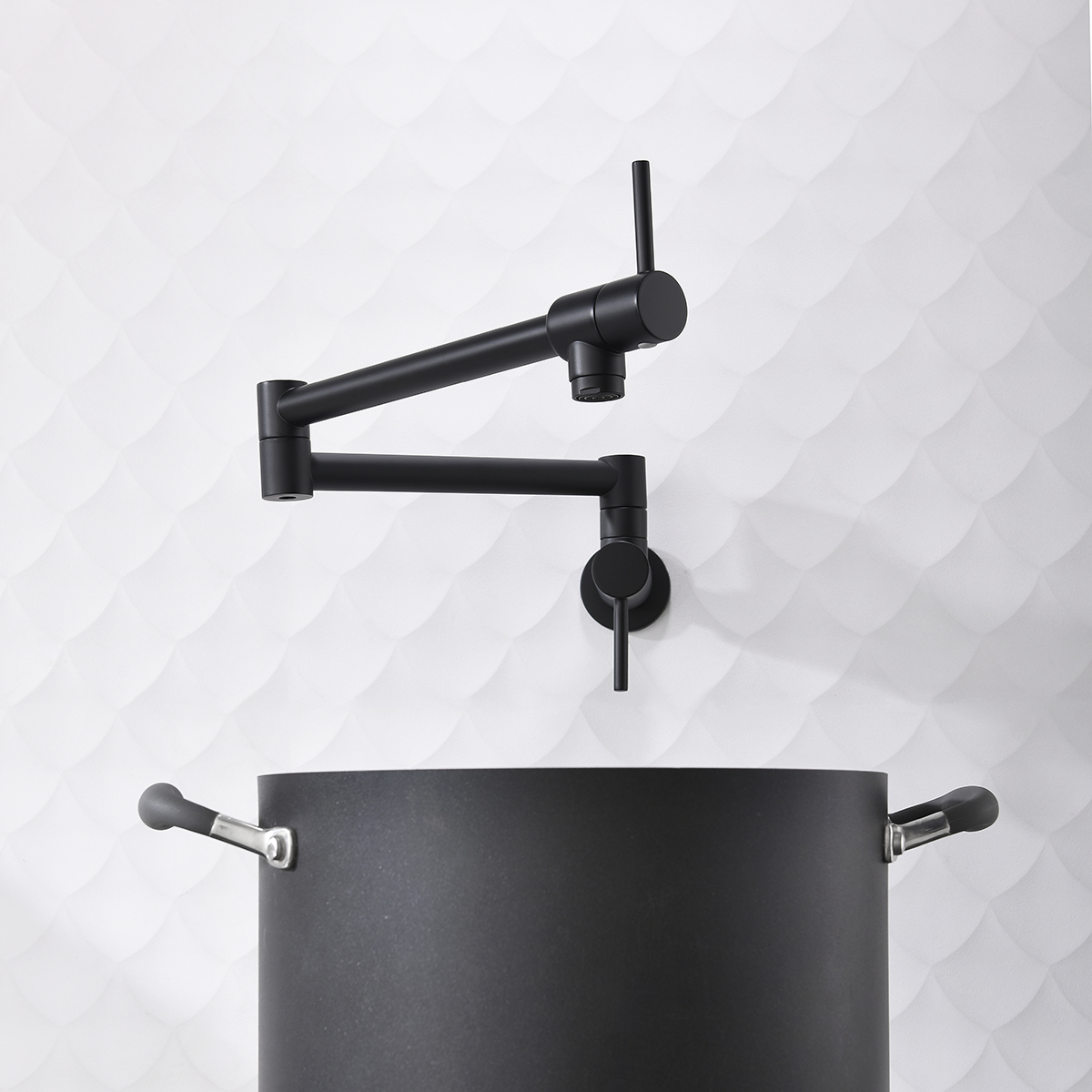 Matt Black Kitchen Pot Filler Faucet Wall Mount Folding Faucet