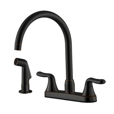 ORB Double-Handle 3 Hole 8 Inch Kitchen Faucet with Soap Dispenser