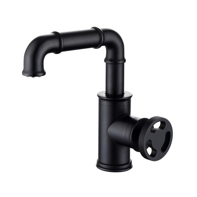 Industrial Matte Black Bathroom Basin Tap Bathroom Lavatory Faucet