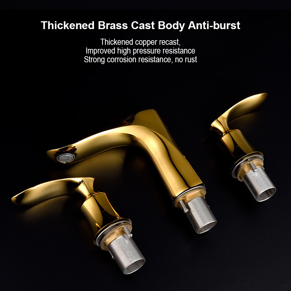 New Style German Single Dual Handles Widespread Black Brass Lavatory Bathroom Sink Faucet