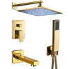 Brushed Gold Bath Tub Shower Faucet System Bathroom Rain Shower Head Shower Set with Handheld Combo Set Tub Spout
