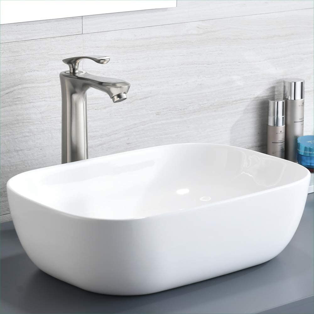 Aquacubic Oval Above Counter Bathroom Vanity White Ceramic Art Sink