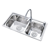 740 x 390 x 190 mm Double Bowl Stainless Steel Pressed / Drawn Kitchen Sink