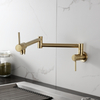 Kitchen Pot Filler Faucet Brushed Golden Wall Mount Folding Faucet with Two Handle