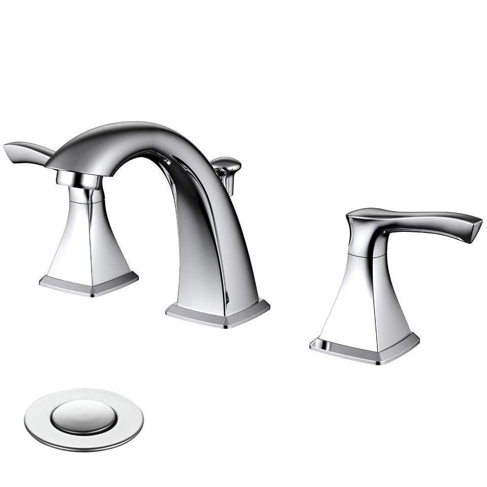 Luxury Faucets Mixers Taps - Basin Sink Faucet Modern - 8 Inch Brass 3 Hole Basin Faucet Bathroom