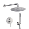 Aquacubic Brushed Nickel Double Handle Shower Faucet Set 10" Rain Shower Head with Handheld Shower