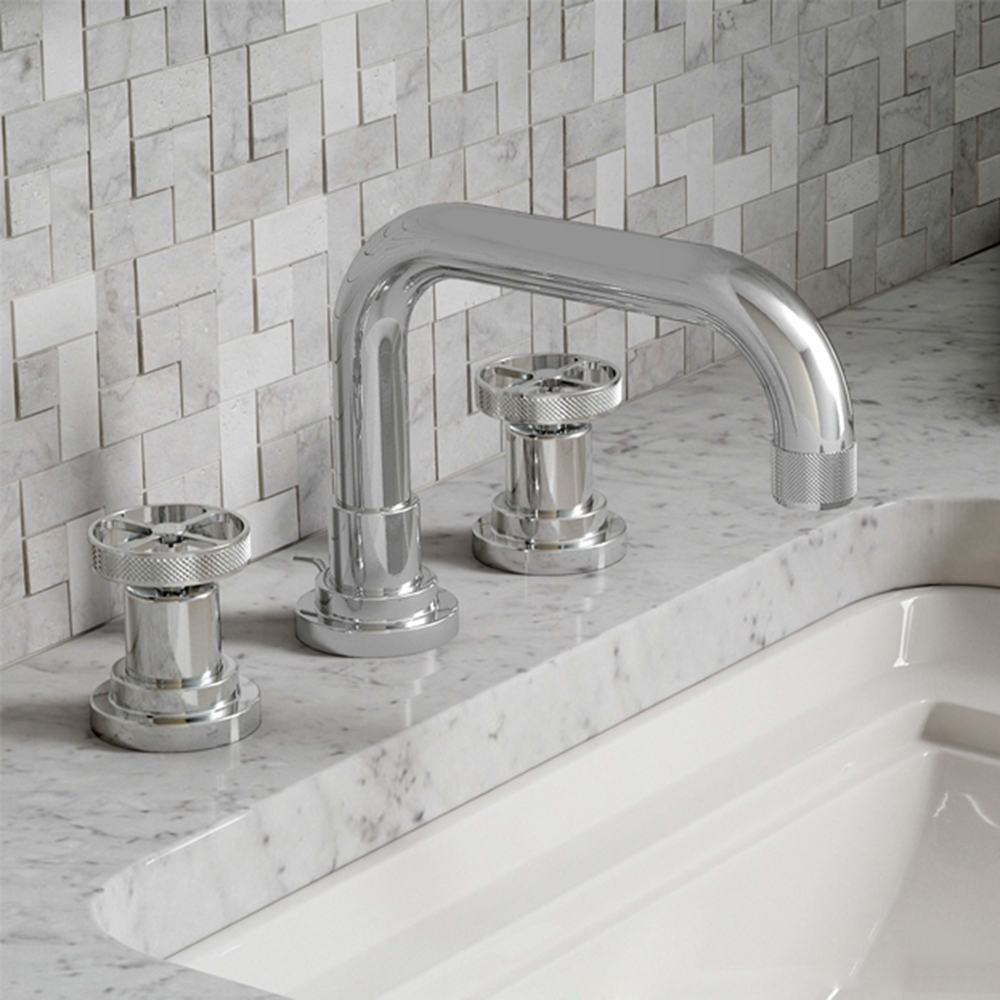 Aquacubic Modern Industrial style Bathroom Widespread Double Handle Basin Mixer Faucet