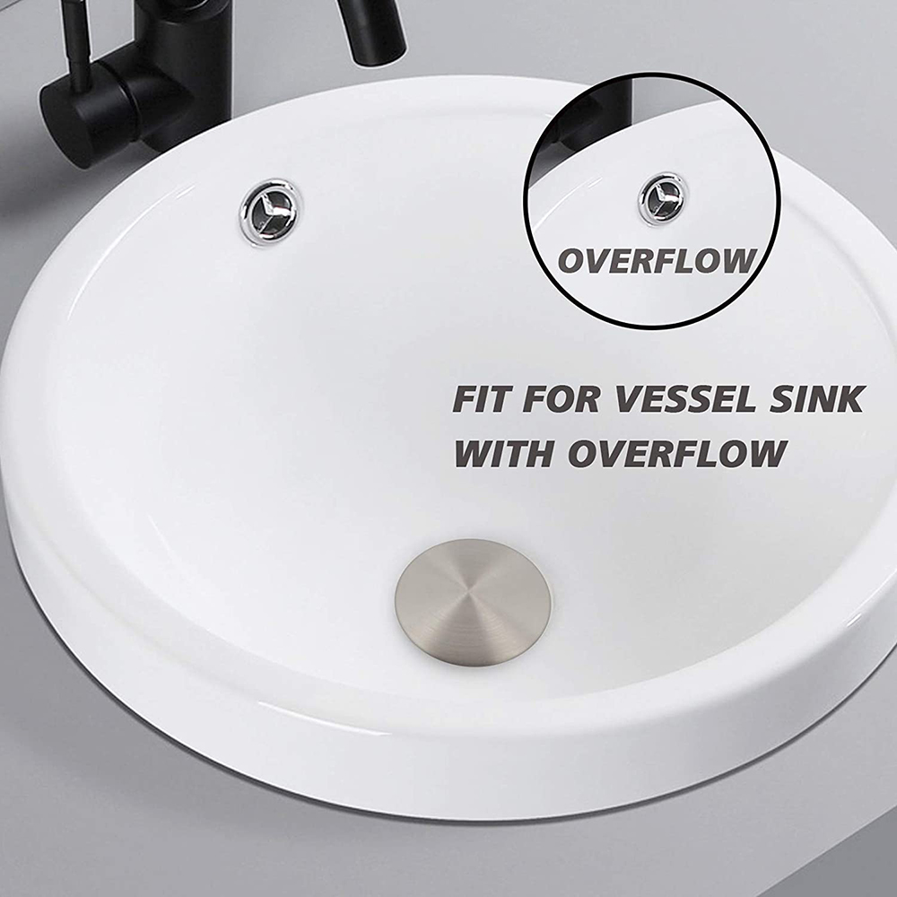 Lavatory Bathroom Brushed Nickel Pop Up Sink Drain with Overflow
