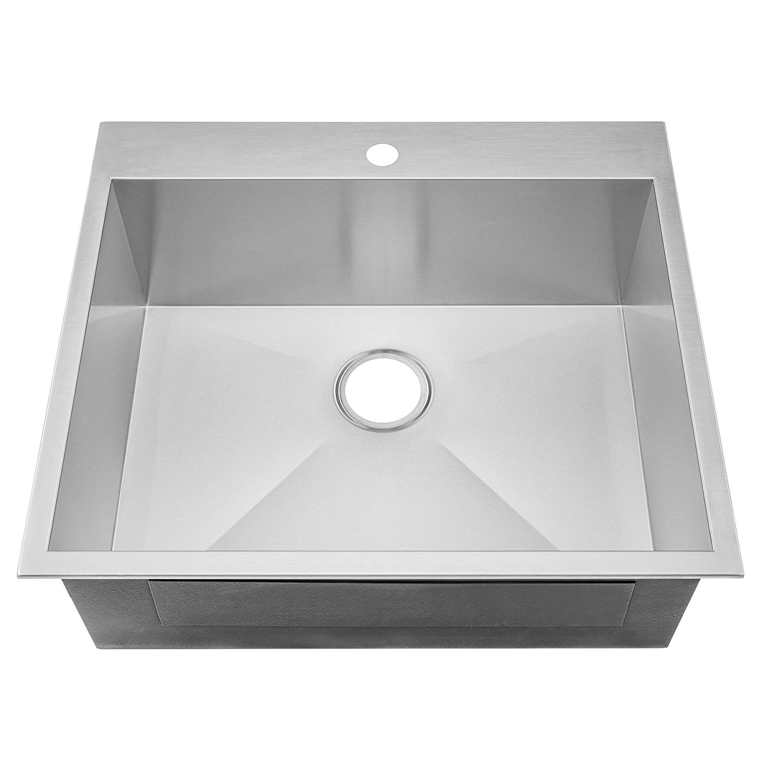 Stainless Steel Handmade Dual Mount Drop In Topmount Kitchen Sink with Faucet Hole