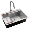 Stainless Steel Handmade Topmount Kitchen Sink with Faucet Hole and Ledge
